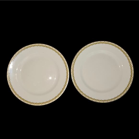 Cleveland China 7" Plates Set of 2 Greek Key 18K Gold Trim G.H.B. Co. Crazing - Picture 5 of 6